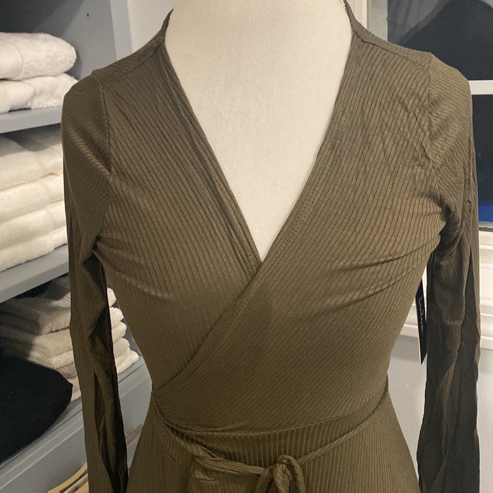 Lulu’s Olive Green Wrap Dress - Picture 6 of 11